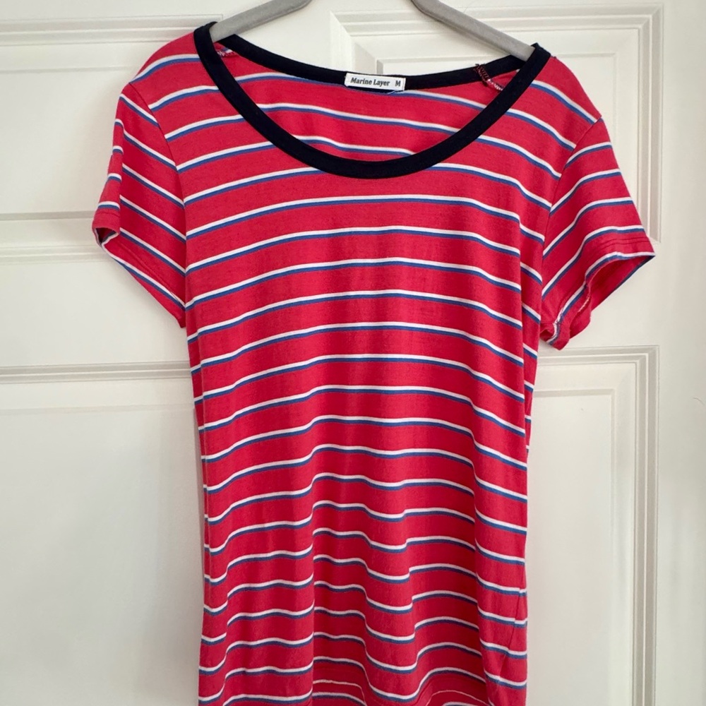 Marine Layer Red and Blue Retro Striped Tee M